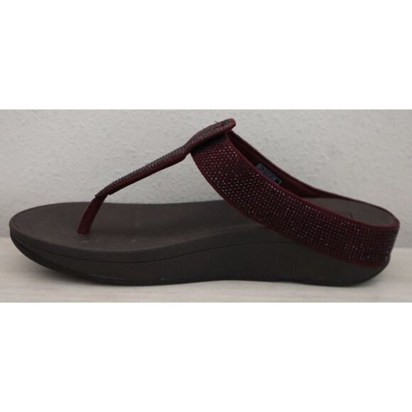 FitFlop Women's Sz 10 Wild Aubergine/Burgundy Isabelle Toe Post Sandals - Picture 5 of 16